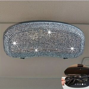 Bling Rhinestone Car Sun Visor Glasses Holder
